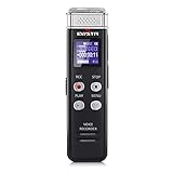 Enregistreur numérique vocale EVISTR 16 Go avec Lecture - Dictaphone amélioré pour conférences, réunions, interviews, Mini enregistreur Audio Lecteur MP3 à Charge USB