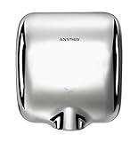 anydry 2800 Classique Sèche-Mains électriques automatiques commerciaux,Sèche-Mains muraux pour Toilettes, boîtier en Acier Inoxydable.1400-1650W.(Brillant)