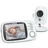 Babyphone Vidéo, BOIFUN Baby Phone Caméra Surveillance Numérique Sans Fil avec 3.2”LCD, VOX, Vision Nocturne, Communication Bidirectionnelle, Capteur de Température, Berceuses, Rechargeable