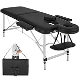 TecTake Table de Massage Pliante Aluminium Cosmetique Lit de Massage Portable + Housse de Transport - diverses couleurs au choix - (Noir | No. 402786)