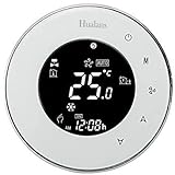 Thermostat WiFi pour chaudière gaz,Thermostat intelligent Écran LCD Bouton tactile Rétro-éclairé programmable avec Alexa Google Home and Phone APP-White APP-Rond/Blanc
