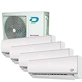 Climatiseur inverter quadri split Frozen R32, 9000+9000+12000+12000 Btu Diloc, classe A++/A+, fonction smart Wi-Fi
