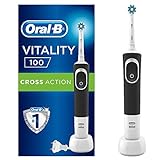 Oral-B Vitality 100 Brosse à Dents Électrique Rechargeable avec 1 Manche et 1 Brossette CrossAction, Noir, Minuteur et Action de Nettoyage 2D
