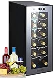 Cave à vin - 33 litres - 12 bouteilles - Refroidisseur à vin - Mini-réfrigérateur - Minibar - Avec porte en verre - Éclairage LED