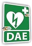 Sticker DAE - Défibrillateur Cardiaque Article R.6311-15 - R.6311-14 Autocollant Urgence (Hauteur 15 cm/Largeur 11 cm)