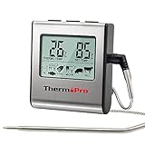 ThermoPro TP16 Thermomètre de Cuisson pour Viande Numérique avec Large Écran LCD pour Fumoir Four Cuisine Friandises Barbecue Grill Thermomètre avec Minuteur et Sonde de Températures en Acier Inoxydable