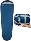 Outdoro Sac de couchage ultra léger 800 g – Petit format – Léger, fin et chaud – Sac de couchage d'été idéal pour homme, femme, adulte (bleu)