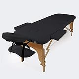 WilTec Table de Massage 2 Zones Couleur Noire Pliable Accoudoirs Chaise Cosmétique Réglable Hauteur Mobile