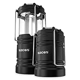 SUBOOS Lot de 2 lanternes LED à piles pour le camping – Lanterne COB Tech avec base magnétique et crochet pliable, lanterne de camping portable robuste pour urgence