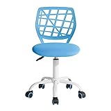 Chaise réglable de Bureau Chaise d'étude Chaise d'ordinateur Siège en Tissu Chaise de Bureau pivotante sans Bras Bleu