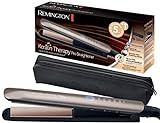 Remington Lisseur Cheveux [Innovation: Capteur de Protection contre la chaleur] Keratin Therapy (Soin Kératine & Huile d'Amande, Céramique, Ecran LCD, 160-230°C, pochette) Fer à lisser S8593