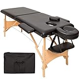 TecTake Table de massage 2 zones pliante cosmetique lit de massage portable + housse de transport - diverses couleurs au choix - (Noir | No. 401463)
