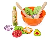 Small Foot- Set Bois, Accessoires de Cuisine pour Enfants végétarien, y Compris Bol, Couverts à Salade et Vinaigrette Jouets, 11476, Multicolore
