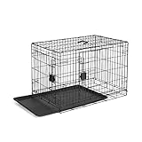 Amazon Basics Cage pour chien pliable en fil métallique avec plateau, Double porte, 91,4 cm