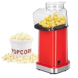 Machine à Pop Corn, 1400W Électrique Circulation d'Air Chaud Popcorn-Maker, Sans Gras Huile, Rapide & Facile, pour la Fête, la Soirée Cinéma, le Match de Football, Rouge