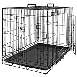 FEANDREA Cage pour Chiens, 2 Portes, 122 x 74,5 x 80,5 cm, Noir PPD48H